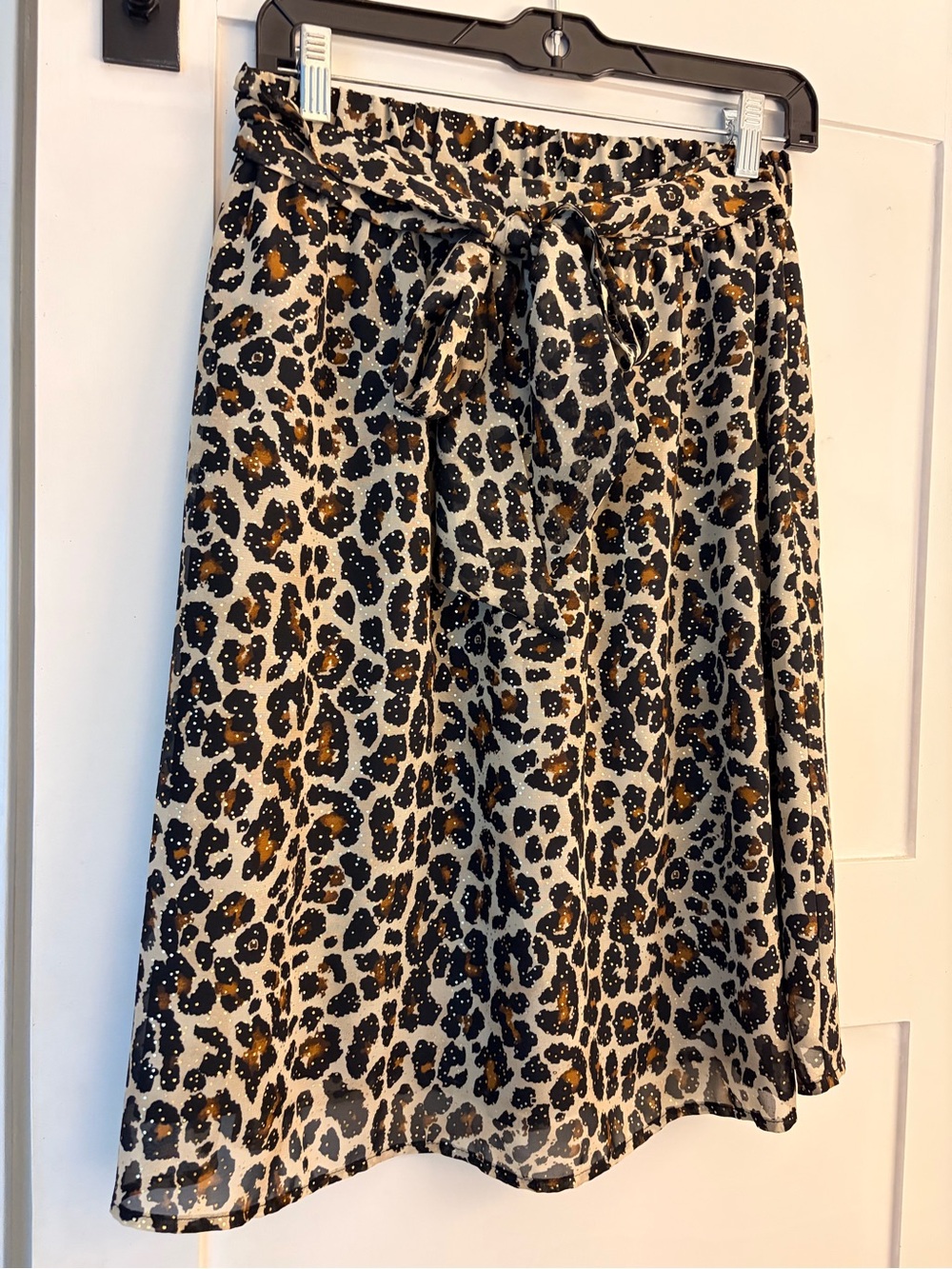 Gibson Leopard A-Line Tie-Waist Skirt - Beige, Black & Brown